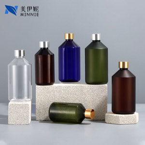 Minnie 500ml Brown <b>Plastic</b> Lotion Bottle Flat Shoulder Screw <b>Cap</b> Daily Care Filling Bottles - Product Image 3