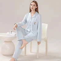 Femmes nouveau automne décontracté maison vêtements costume 100% coton extérieur portant des pyjamas couleur unie revers vêtements de nuit dans le Style chinois