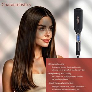 เครื่องหนีบผมไทเทเนียมเซรามิก Hyptime ขนาด 2 นิ้ว พร้อมหน้าจอ LCD ควบคุมอุณหภูมิ 150-230 องศาเซลเซียส ร้อนเร็ว รองรับแรงดันไฟฟ้าสองระบบ ป้องกันความร้อนเกิน - Product Image 4