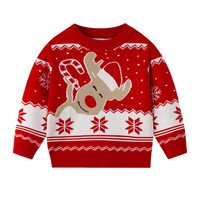 Pulls de Noël populaires européens et américains, pulls en tricot jacquard à motif de rennes de dessin animé pour enfants, tenues assorties pour la famille