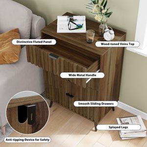 Cómoda de Madera de Nogal con 4 Cajones para Dormitorio, Cajonera con Tiradores Metálicos Anchos, Cómoda de Madera para Armario, Dormitorio - Product Image 5