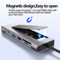 Hub USB 8-in-1 M.2 NVMe SATA SSD Enclosure Penyimpanan USB3.2 Tipe-c ke HDTV Laptop Dock Station Adaptor USB untuk Macbook