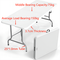 Tables pliantes rectangulaires portables en plastique blanc de 72 pouces (6 pieds, 180 cm) pour événements et mariages, disponibles en 4 pieds, 5 pieds et 6 pieds
