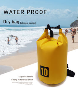 Stampato su misura 500D PVC leggero 10L capacità Roll Top Dry Wet Bag giallo portatile spiaggia all'aperto campeggio moda oceano Pack - Product Image 2