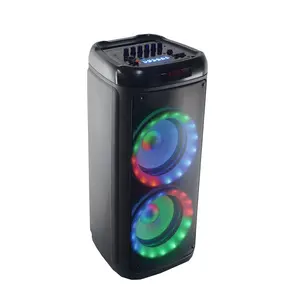 2023 Hot Sale double 8 inch Portable Speaker Double 8 inch Woofer with Ring Light TWS/AUX MIC IN Party Speaker