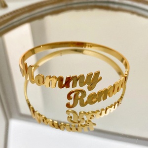 Braccialetto personalizzato con <span class=keywords><strong>nome</strong></span> di moda-gioielli con doppio <span class=keywords><strong>nome</strong></span> in acciaio inossidabile dorato su misura-<span class=keywords><strong>bracciale</strong></span> regalo di Natale regolabile - Product Image 1