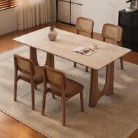 Ensemble de table et chaises de salle à manger en marbre et bois massif, design moderne et luxueux, rectangulaire, 4 à 6 places, style classique, meubles rustiques pour salle à manger