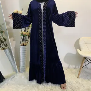 La migliore vendita medio oriente New Fashion Kimono Abaya Gold Velvet Bronzing Cardigan musulmano Robe abbigliamento islamico