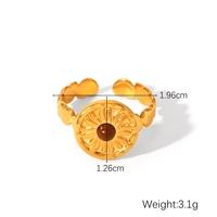 Nouvelle Collection 2026 – Bagues de Couple Réglables en Acier Inoxydable Plaqué Or avec Pierre Ronde Œil de Tigre – Modèle Ouvert
