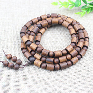 Wood <b>Beads</b> <b>Bracelet</b> 54 Barrel <b>Beads</b> 9x10mm Ethnic Style For <b>Men</b> And Women Jewelry - Product Image 2
