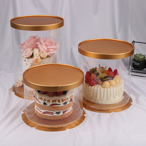 4/6/8/10 inch golden round transparent cake box baking packagddinboxing birthday weg cake box flower gift craft