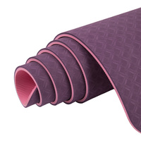 Tapis de yoga en TPE recyclé double grand violet écologique 6MM avec impression de LOGO personnalisé antidérapant