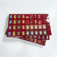Ensemble de Mahjong de Luxe en Acrylique Transparent Rouge avec Motif Père Noël, Tuiles de Mahjong Portables, Jeu de Table pour Réunions Familiales