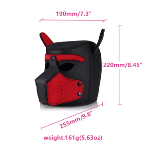 Puppy Play Hondenkap Volledige Hoofdbescherming voor BDSM Roleplay Neopreen Hoge Kwaliteit PU Materiaal Aanpasbaar Koppels BDSM <span class=keywords><strong>Bondage</strong></span> - Product Image 3