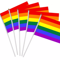 Drapeau à main unisexe 100% Polyester, drapeau arc-en-ciel pour Gay Pride