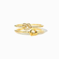 Dina mode plus récent femmes bijoux fins élégant 925 en argent Sterling Double couche noeud cravate Zircon femmes anneau minuscule bague cadeau