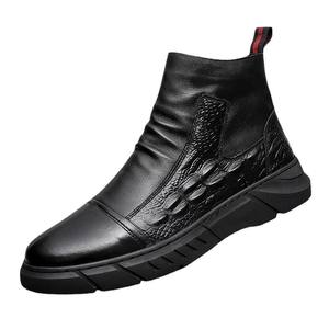 Bottes <span class=keywords><strong>Chelsea</strong></span> Montantes Noires Bon Marché Taille 39-44 en Cuir PU pour Homme - Product Image 4