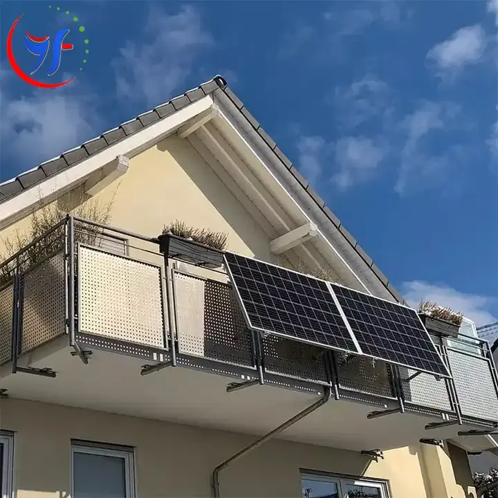 Balcón Sistema Solar Soporte de almacenamiento Luces Led 600W Panel de sistema Integrado Una barandilla para balcones Paneles flexibles