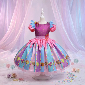 Children's Performance Costume <b>Rainbow</b> Candy Dress Polyester Fiber Stage Wear For Kids - Product Image 2