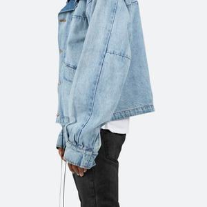 Chaqueta de mezclilla para hombre, estilo boyfriend, corta, oversize, con capucha, botones y cremallera, personalizada - Product Image 2