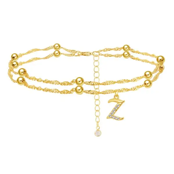 Bracelet de cheville multicouches pour femmes, bijou tendance à la mode, 26 lettres, pendentif diamant, cadeaux, nouvelle collection