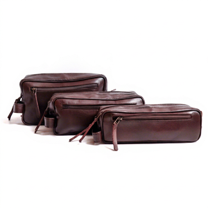 Neceser de Cuero Hecho a Mano, Bolsa de Aseo de Cuero Genuino, Kit de Viaje Impermeable para Hombre, Estuche para Cosméticos y Artículos de Afeitado LYG-0198 - Product Image 1