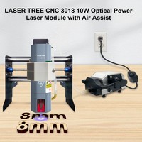 LASER TREE Kit de module de gravure laser bleu 450nm 10W puissance optique 80W précision supérieure pour routeur CNC 3018