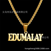 Collier pendentif personnalisable avec nom en anglais, fabrication en usine, lettres découpées, bijoux simples pour hommes, vente transfrontalière