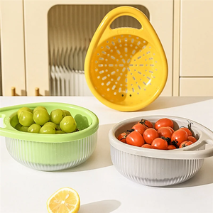 2025 Trendhollow Drain Basket Kitchen Multifunctional Double-Layer Fruit And Vegetable Portable Basket Kitchen Storage - Product Image 2