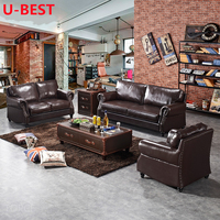 U-BEST Amerikanisches Landhaus Antik Retro Ledersofa Holzcouch Divani Möbel für Wohnzimmer Heim Wohnzimmermöbel