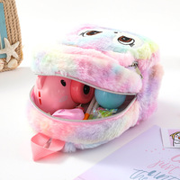 Sac d'école unisexe personnalisable avec personnage mignon, imperméable, grande capacité, fermeture éclair, motif licorne en peluche créatif pour voyage