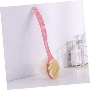 Long Handle Soft Bristle Bath <b>Brush</b> Hangable Double-sided Bath <b>Brush</b> with Bath Flower - Product Image 2