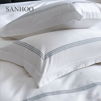 SANHOO haute qualité hôtel 100% coton turc draps couette couette broderie Logo coton biologique 7 pièces ensemble de literie confortable