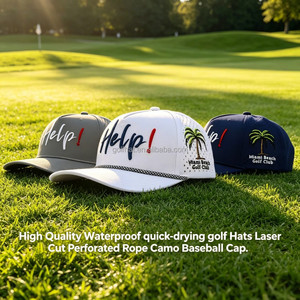 Gorra de Béisbol de 5 Paneles Personalizada OEM, Impermeable, Transpirable, de Poliéster, con Cuerda y Logotipo Bordado para Actividades al Aire Libre - Product Image 1