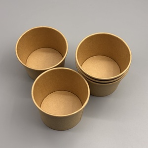 Bol en papier rond jetable personnalisé avec logo, compatible micro-ondes, pour salade et nouilles, vente en gros - Product Image 6