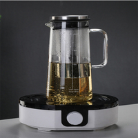 Carafe en verre résistant à la chaleur 1L/1.4L pour café glacé et infuseur à thé avec filtre amovible en acier inoxydable
