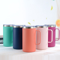 Mug isotherme en acier inoxydable à double paroi avec poignée et couvercle, sans BPA, compatible lave-vaisselle, 12 oz et 16 oz, personnalisable avec logo 2026