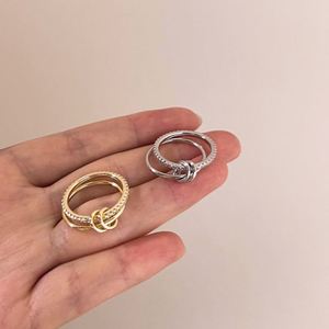 Dylam Trendy Design 14K Gold Rhodium Plated 925 Silver 5A Zirconia Eternity Band Interlock <b>Circle</b> <b>Rings</b> Daily Wear Women <b>Ring</b> - Product Image 5