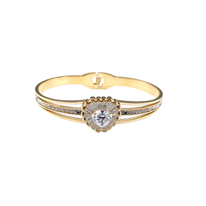 Bracelet romantique durable et tendance en acier inoxydable 316L avec placage or PVD, design cœur en cristal central, bijoux élégants pour femmes - Product Image 2