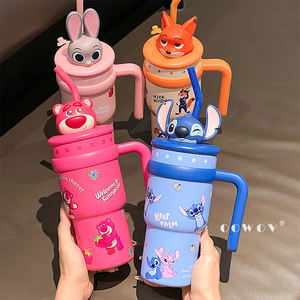 Bouteille isotherme et thermos grande capacité <span class=keywords><strong>Disney</strong></span> Cartoon avec couvercle, poignée et paille, idéale pour les voyages et comme cadeau de Noël - Product Image 5