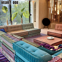 Nouveauté : Canapé Mah Jong Roche Bobois pour salon, design original tricoté à la main, ensemble de canapés restaurés, meubles pour salon