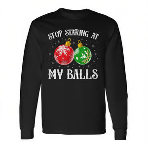 Arrêtez de regarder mon pénis, humorisme pour adultes de Noël, t-shirt à manches longues - Product Image 2