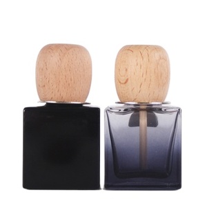 Chai nước hoa ô tô 10ml, chai thủy tinh rỗng, kẹp thông gió ô tô, nắp tròn gỗ beech, chai khuếch tán mùi hương ô tô - Product Image 1