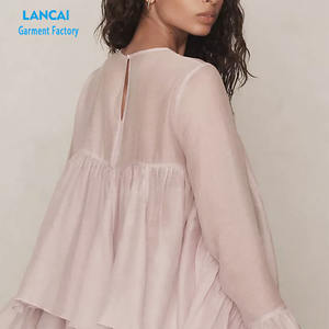 เสื้อซาตินสำหรับผู้หญิงคอกลมแขนยาวทรงหลวมแขนสั้นเสื้อลำลองหวานๆสำหรับชีวิตประจำวัน - Product Image 3