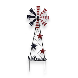 Metal Wind Spinner Yard Stake Stars and Stripes Décoration 4 juillet Patriot's Day pour patio, pelouse et jardin - Product Image 1