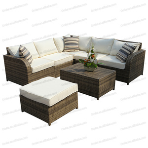 Ensemble de canapés modernes 5 places en <span class=keywords><strong>rotin</strong></span> tressé résistant aux intempéries pour jardin, hôtel, cour - Product Image 3