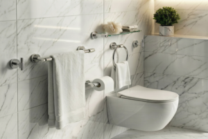 Porte-serviettes moderne en nickel à barre unique, sans perçage, support pour serviettes et mouchoirs, ensemble d'accessoires de salle de bain pour hôtel - Product Image 2