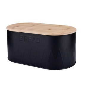 Boîte de rangement pour pain en acier inoxydable avec couvercle en bambou, 33.5x17.6x15cm, récipient alimentaire de cuisine pour le pain et les collations - Product Image 5