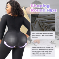 Pantalones de Compresión Alta hasta la Rodilla con Mangas Largas, Body Postoperatorio BBL, Faja Moldeadora con Control de Abdomen y Sujetador