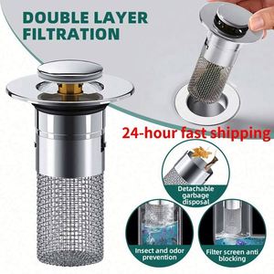 Bouchon de lavabo en acier inoxydable et cuivre, filtre de drain de sol anti-odeur, écologique, sans électricité, avec système pop-up - Product Image 2